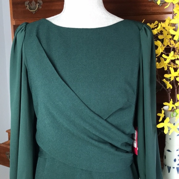 Vince Camuto Dresses & Skirts - Vince Camuto Sheer Long Sleeve Stretch Crepe Sheath Dress Hunter Green Size 12